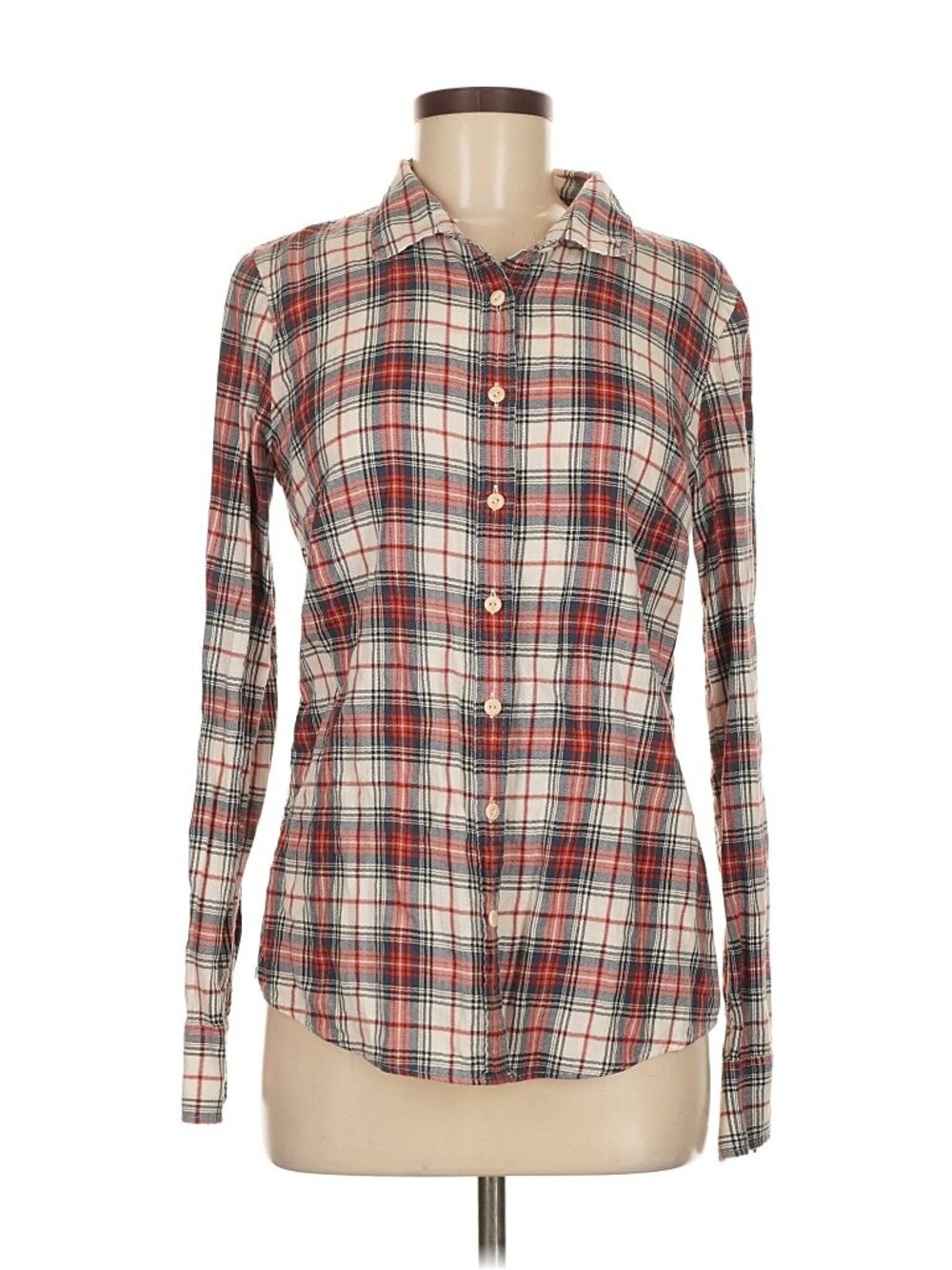 JCrew plaid perfect shirt fannel 8 medium red white button up